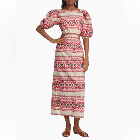 NWT Johanna Ortiz Magia Presente Embroidered Midi Dress 8 - Picture 2 of 7